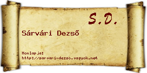 Sárvári Dezső névjegykártya