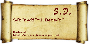 Sárvári Dezső névjegykártya